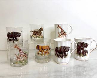 Lot 281 Royal Windsor Bone China and Other Vintage Safari Animal Glasses