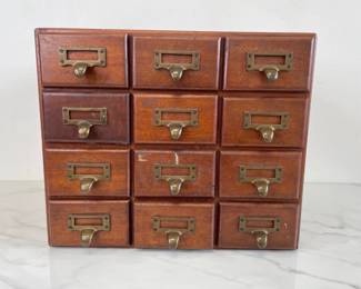 Lot 650 Vintage 12Drawer Card Catalog Cabinet