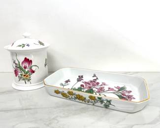 Lot 208 Spode Marlborough Spray Lidded Canister  Stafford Flowers Baking Dish