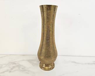 Lot 379 Vintage Etched Brass Vase