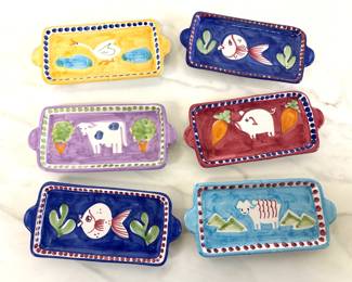 Lot 567 Handpainted Solimene Vietri Italy Appetizer Dishes