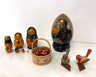 Lot 558 Vintage Handpainted Russian Orthodox Icon Egg  Matryoshka Dolls  More