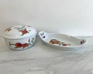 Lot 224 Royal Worcester Evesham Oval Dish  Lidded Casserole