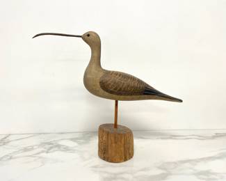 Lot 519 Curlew Shorebird Decoy Carving signed Harold Van Dyck