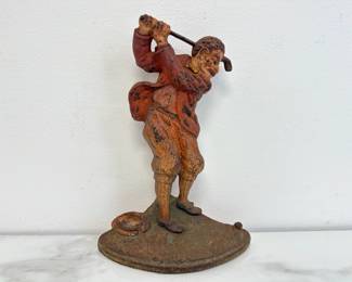 Lot 456 Vintage Cast Iron Golfer Door Stop