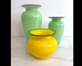 Lot 489 Rogers Glass Works Hand Blown Vases  Art Glass