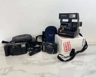 Lot 378 Vintage Polaroid Camera  Olympus Film Camera  Canon Digital Camera