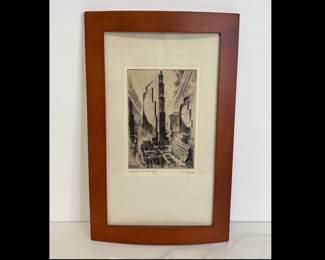 Lot 254 E Hansen Signed  Rockefeller Center N.Y.  Art Etching