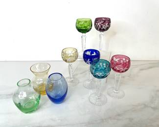 Lot 177 Dansk Mini Vases and Colorful Cordial Glasses
