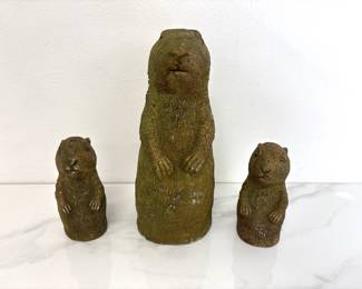 Lot 268 Solid Rock Stoneworks Prairie Dog Family Garden Decor