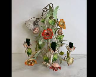 Lot 283 Vintage Toleware Floral Chandelier