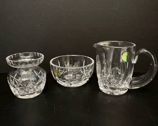 Lot 244 Waterford Crystal Lismore Cream  Sugar Set  Condiment Jar