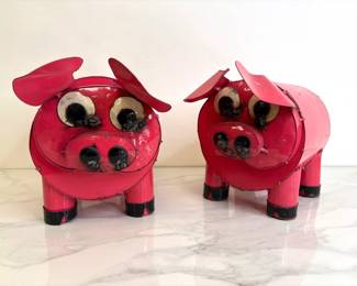 Lot 282 Metal Pink Pigs  Folk Art