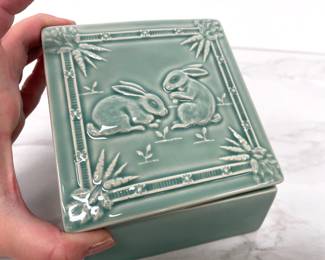 Lot 211 Portuguese Bordallo Pinheiro Ceramic Rabbit Box