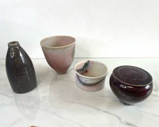 Lot 400 Signed Studio Pottery Vases  Bowl