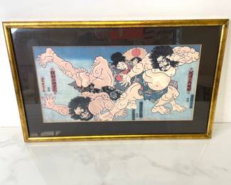 Lot 477 Utagawa Kunisada Japanese Wresting Match Art Print