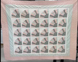 Lot 243 Vintage Hand Sewn Grandmothers Fan Quilt