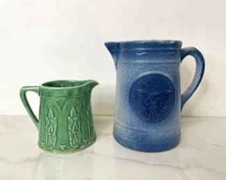 Lot 543 Antique Salt Glaze Stoneware Pitcher  McCoy Asparagus Pitcher
