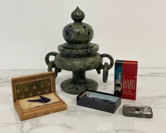 Lot 535 Vintage Carved Stone Chinese Incense Censer