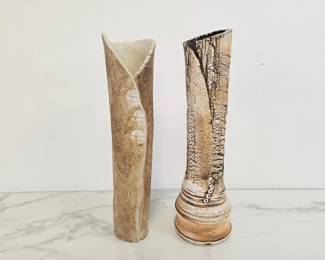 Lot 381 SignedStamped Studio Pottery Textural Sculpture Vases