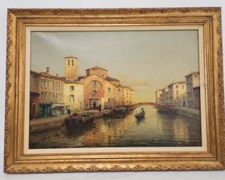 Lot 688 Antoine Bouvard Art Painting  A Venetian Canal Scene