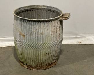 Lot 5002 Vintage French Zinc Dolly Tub Planter Rain Barrel