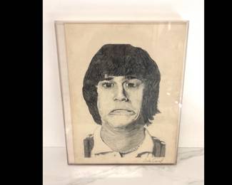 Lot 265 Vintage Signed High School Art Class Self Portrait Pencil Art