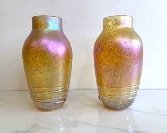Lot 486 Pair of Elaine Hyde Art Glass Vases