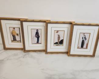 Lot 303 Art Deco Fashion Illustrations Wall Art Set