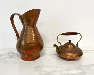 Lot 541 Vintage Metawa Holland Copper Kettle  Hammered Copper Pitcher