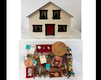 Lot 657 Vintage Handmade Dollhouse  Furniture  Accessories