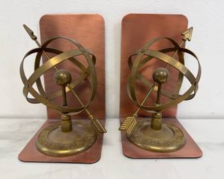 Lot 455 Vintage Brass Armillary Sphere Bookends
