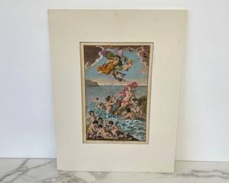 Lot 367 Antique Handcolored Cherubs Engraving Art  Index Musei Nicolai Gualtieri