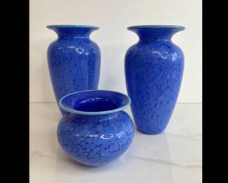 Lot 488 Rogers Glass Works Hand Blown Vases  Art Glass