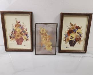 Lot 190 Vintage JMS Signed and Other Pressed Flower Art