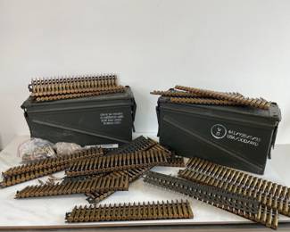 Vintage U.S. Military Linked Ammo Cartridges + Loose Ammo