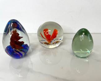 Lot 551 Art Glass Paperweight  Art Glass Eggs