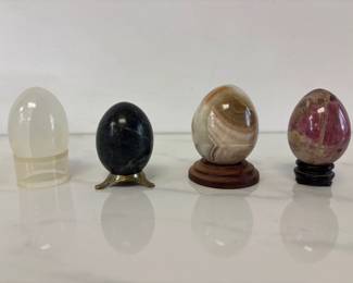 Lot 571 Vintage Carved Stone Eggs