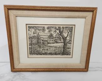 Lot 234 Durham NC Artist Freeman H Beard Signed  West Point Mill Pond  Eno City Park NC Art Print
