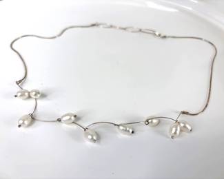 Lot 505 Sterling Silver Fresh Water Pearl Necklace