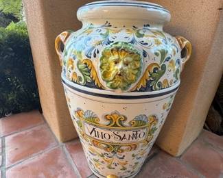 Italian Majolica Alio Santa Jar "Holy Wine"