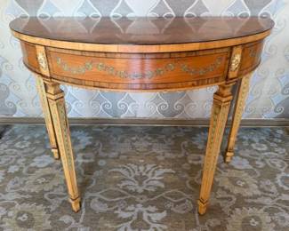 Inlaid and Painted Demi-lune Table