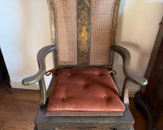Charles Pollack Caned Chinoiserie Arm Chair (pr.)