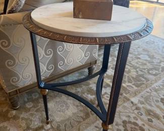 Tall Iron and Marble Side Table (pr. available)