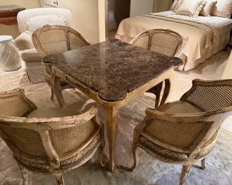 Marble Top Game Table with 4 Chairs