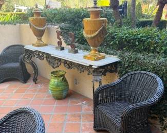 Pr. Italian Regency Glazed Urns