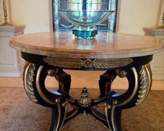 Marble Top Stone Pedestal Table
