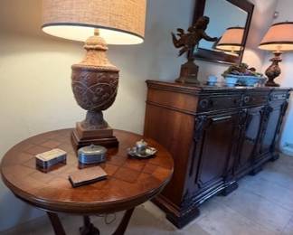 Pr. Bas Relief Ceramic Table Lamps