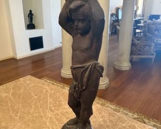 Cast Iron Sculpture on Marble Base