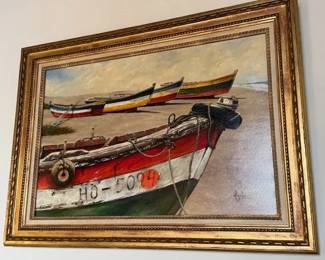Oil Paintin "Boats" by Azalea